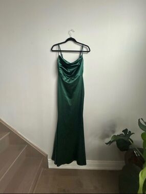 Windsor Emerald Green Satin Cowl Slip Dress